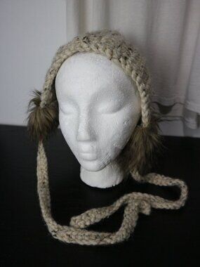 Vintage Knit Faux Fur Hat Y2K Bonnet